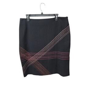 Alfani Black Below the Knee Skirt Size 16 XL Geometric No Stretch Fully Lined